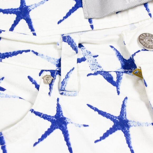 VERSACE VINTAGE STARFISH PATTERN WHITE PANTS - Picture 6 of 7